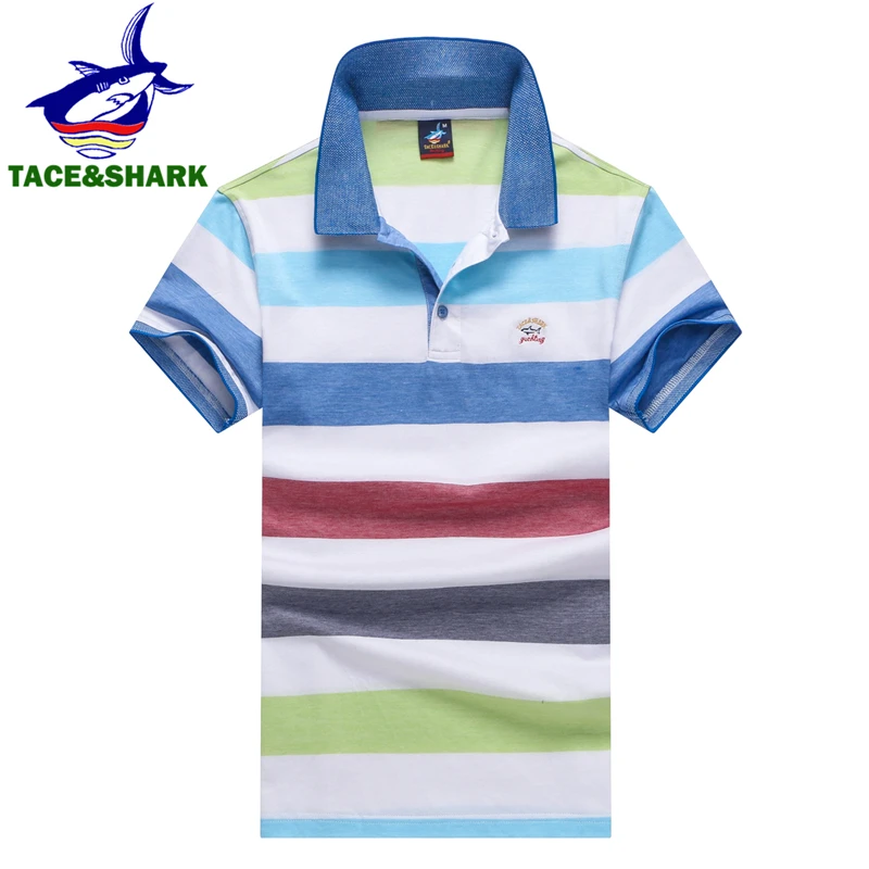 TACE & SHARK/брендовая модная цветная полосатая рубашка поло повседневная мужская с