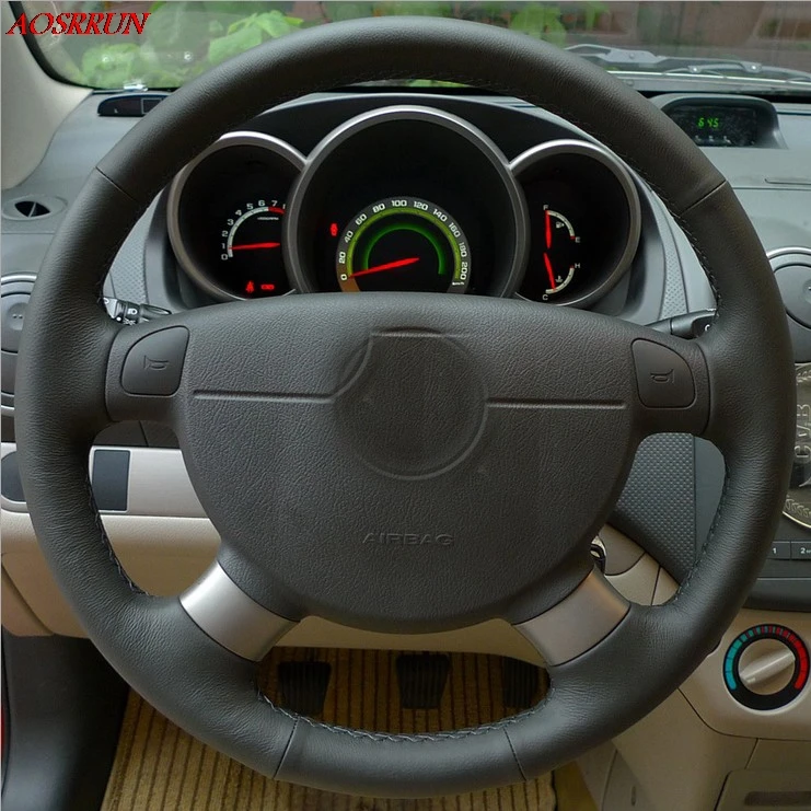 Натуральная кожа чехол рулевого колеса автомобиля аксессуары для Chevrolet Lova Aveo Spark Daewoo Gentra 2013- Daewoo Lacetti