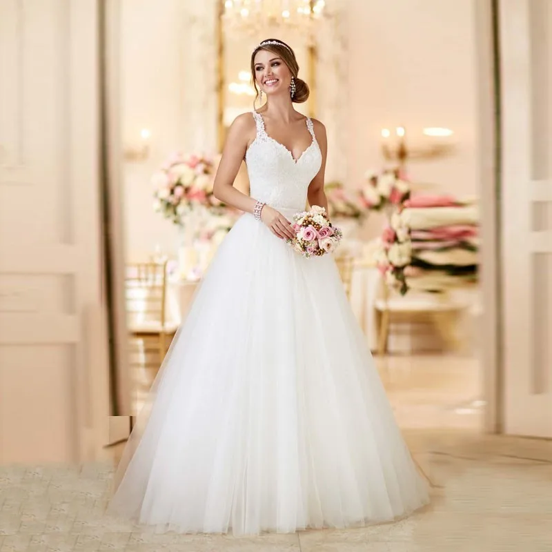 Robe De Mariage, недорогое бальное платье принцессы 2 en 1, свадебное платье, сексуальные кружевные свадебные платья на тонких бретельках, на заказ