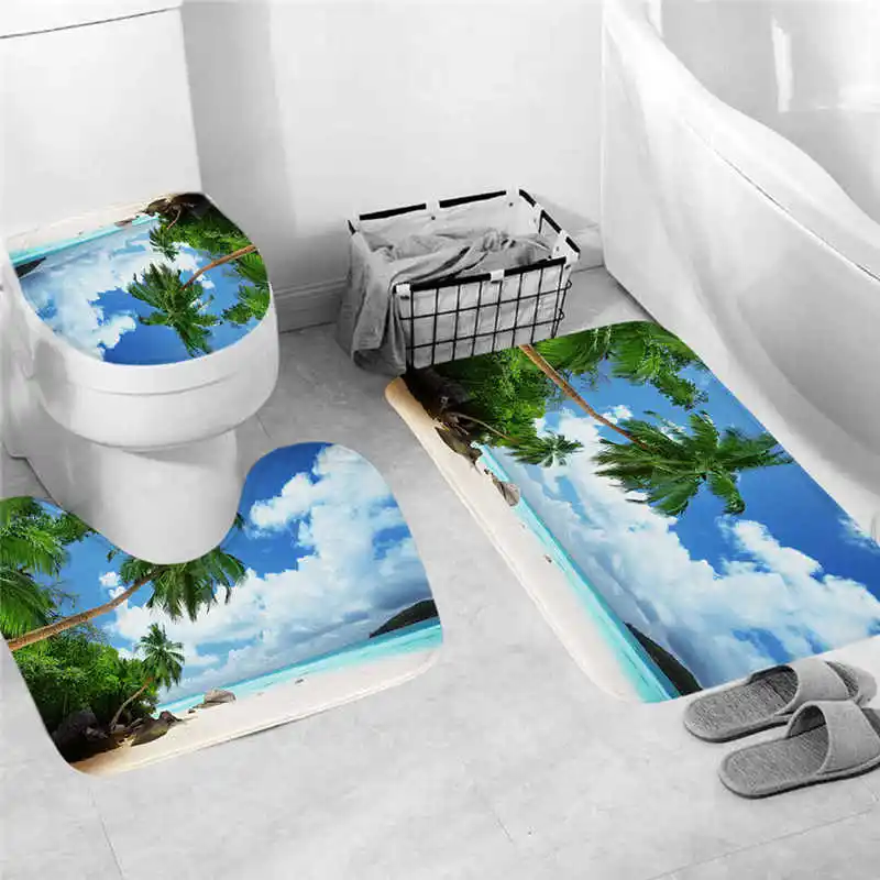 Bathroom mat 3 шт. Нескользящие рыбные весы коврик для ванной комнаты украшение для ковриков в прихожей Нескользящие Коврики для ванной коврик для туалета крышка для туалета@ 12 - Цвет: Bathroom mat
