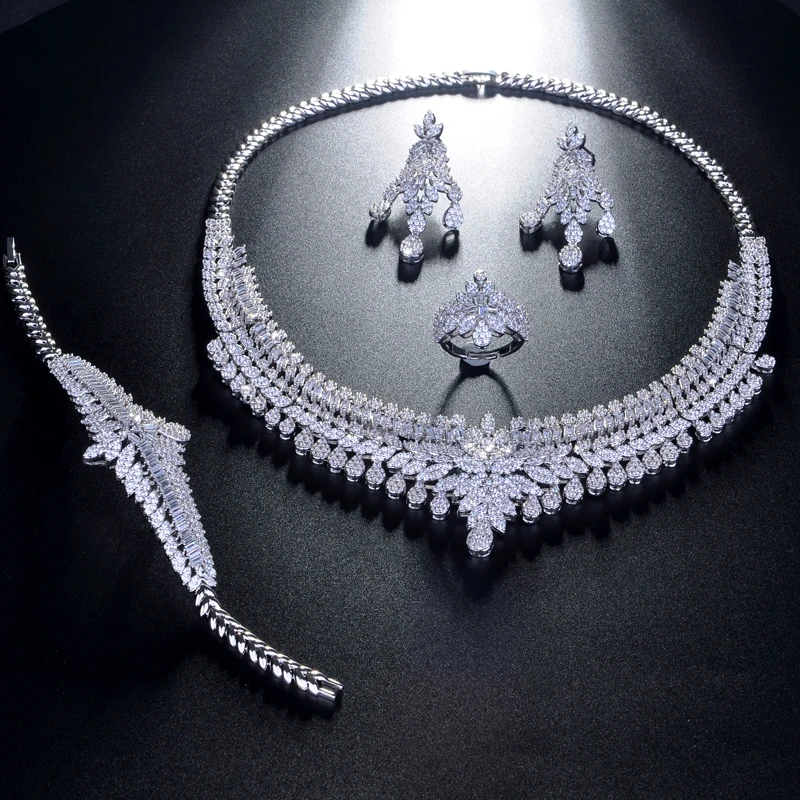 Be 8 Newest Luxury Bridal Wedding Jewelry Sets Women New Sparkling AAA Zircon Paved Copper Fashion Bridesmaid Set S214 | Украшения и