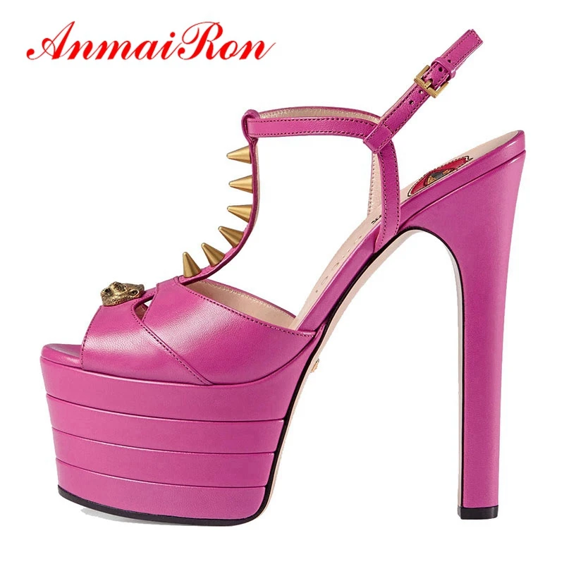 Pink ANMAIRON/женские модные элегантные босоножки; женская обувь на высоком каблуке; женские босоножки; коллекция года; сезон лето; Размеры 33-42; LY514 - Цвет: Pink