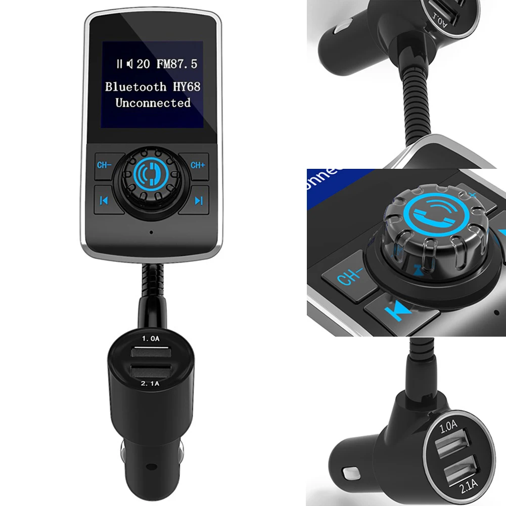 FM Transmitter LCD Display Wireless Car MP3 Player Dual USB TF Card Slot Bluetooth Modulator Power Off Switch | Автомобили и