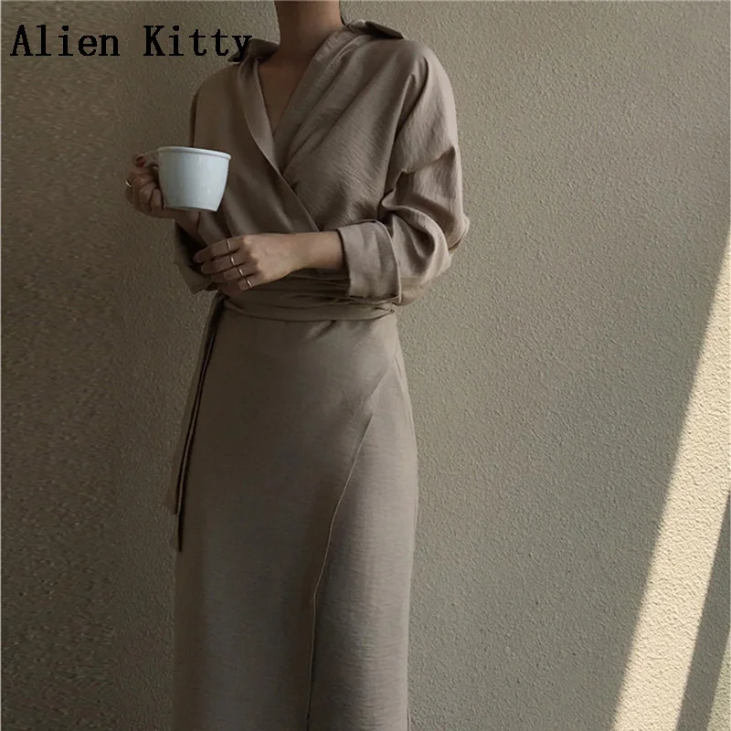 Женское платье с поясом Alien Kitty повседневное облегающее до середины икры