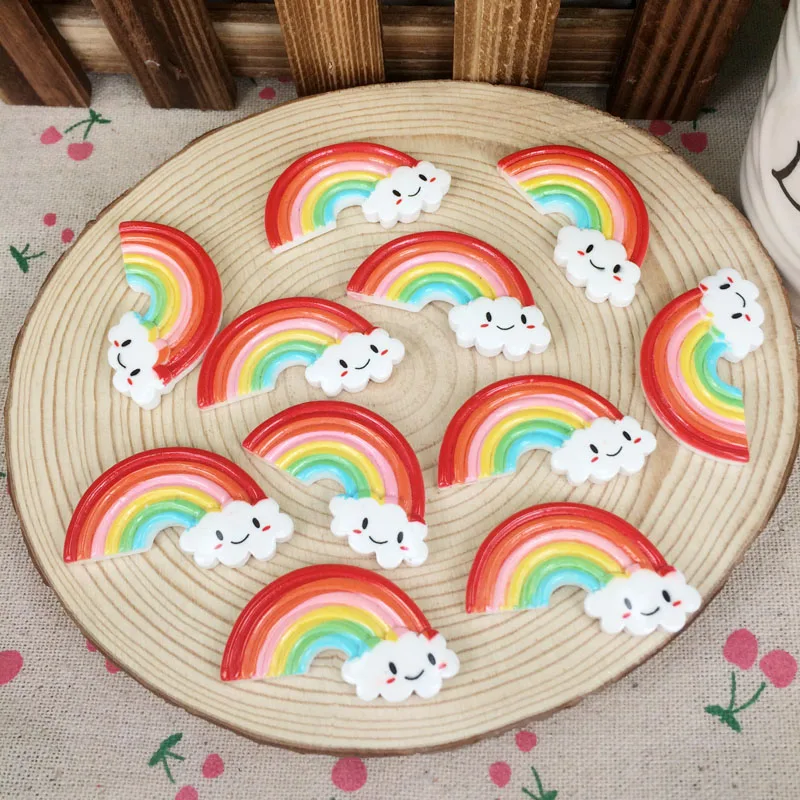 10 шт. с плоской задней кабошон плоская задняя Kawaii DIY Радуга плоское украшение из