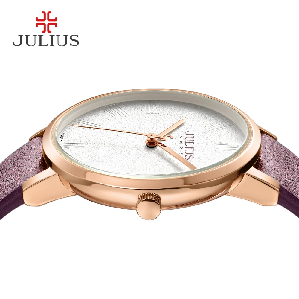 Julius JA 953 простые ультратонкие часы унисекс кожаный ремешок модный бренд логотип