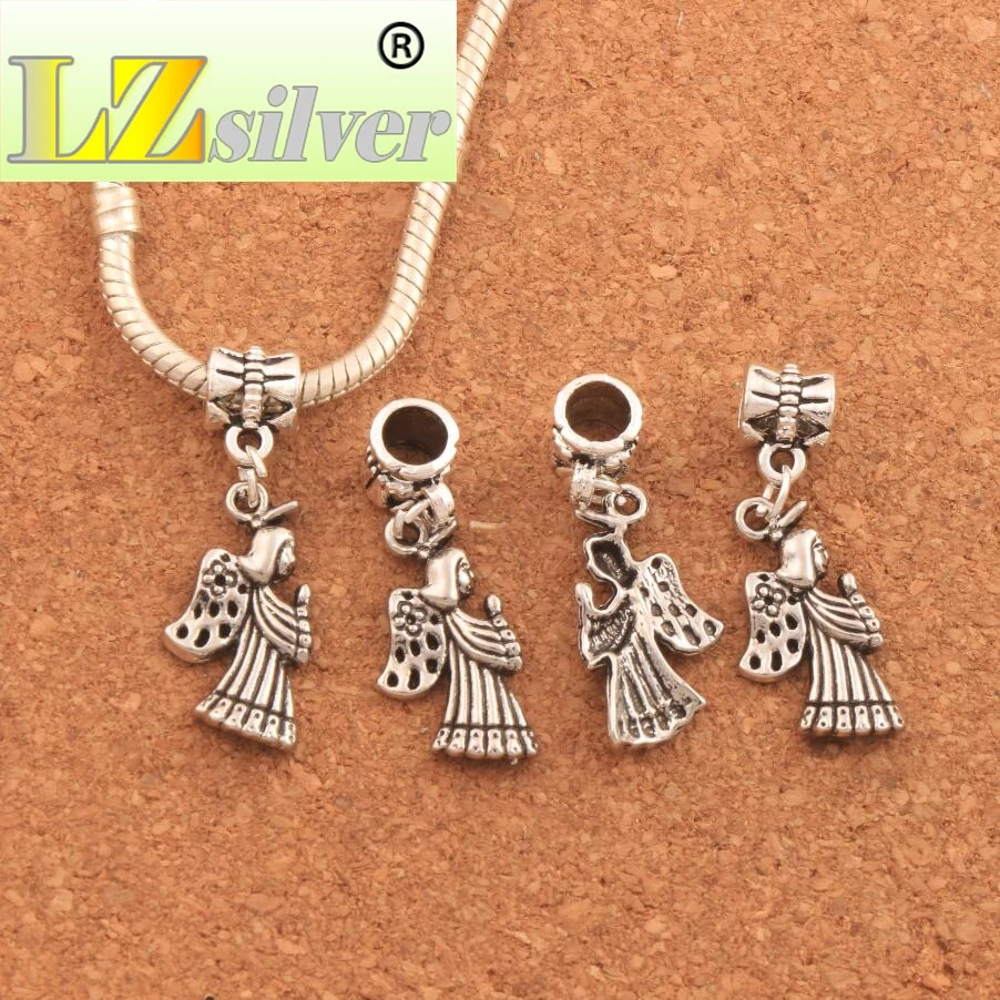 

Praying Angel With Flower Wings Big Hole Beads 100PCS zinc alloy Fit European Bracelets Jewelry DIY B102 33.2x11.7mm