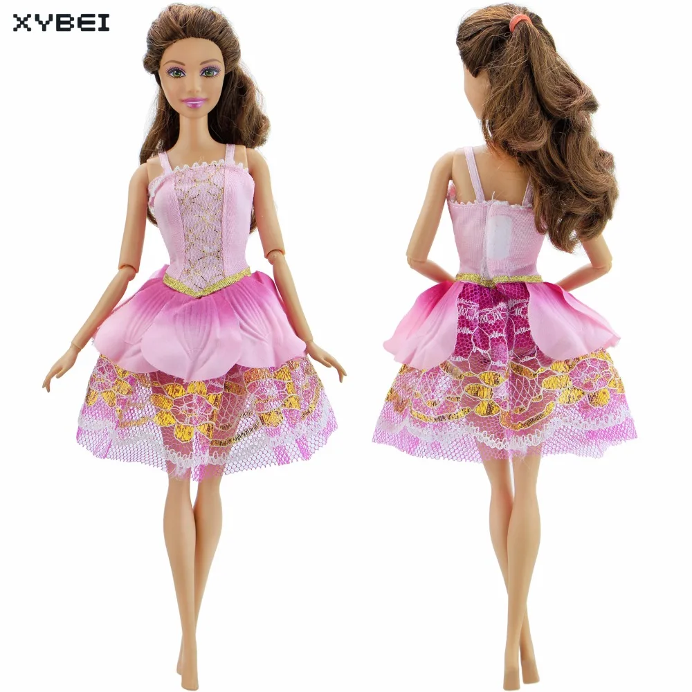 Handmade Pink Outfit Elegant Princess Dress Wedding Party Gown Lace Skirt Clothes For Barbie Doll Accessories Kids Girl Toy | Игрушки и