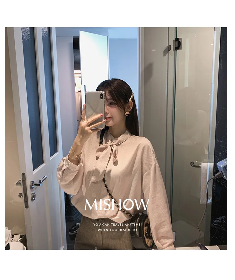 Mishow Новая Весенная Летняя Коллекция Женская Блузка Корейского стили Женские Топы Рубашки с длинными рукавами для женщин MX19A4912
