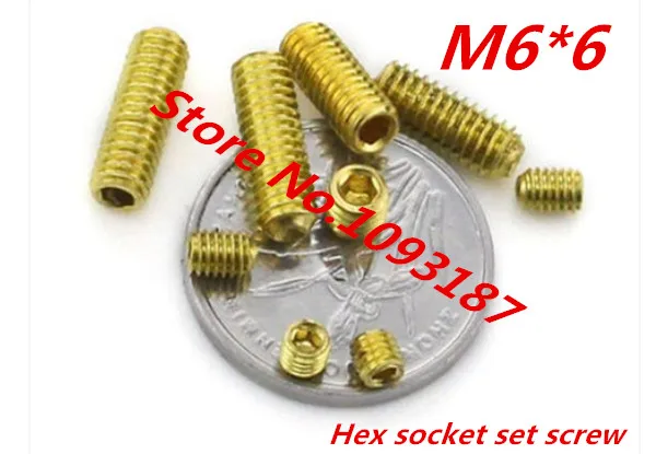 

50pcs/lot M6*6 M6 x 6 Brass Hex Socket Set Screw Grub Screw