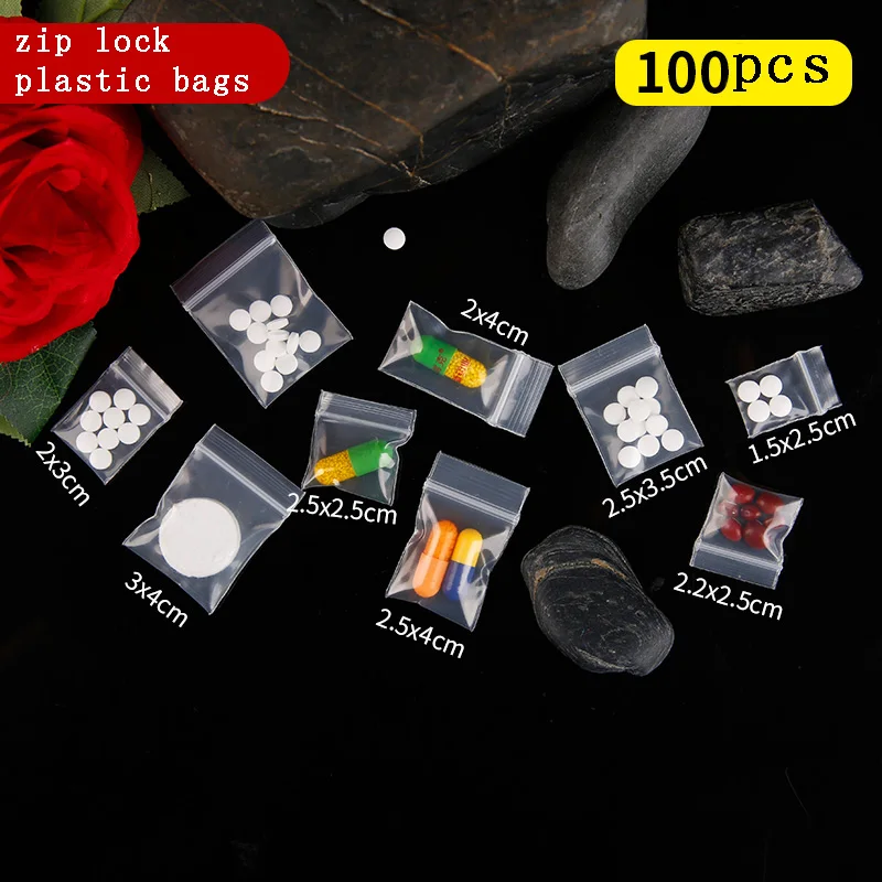 100 шт мини пластиковые пакеты с застежкой Ziplock таблетки упаковочные пакеты небольшой замок типа молния сумки 0,12 мм Толстая пластиковая застежка-молния сумка для продуктов