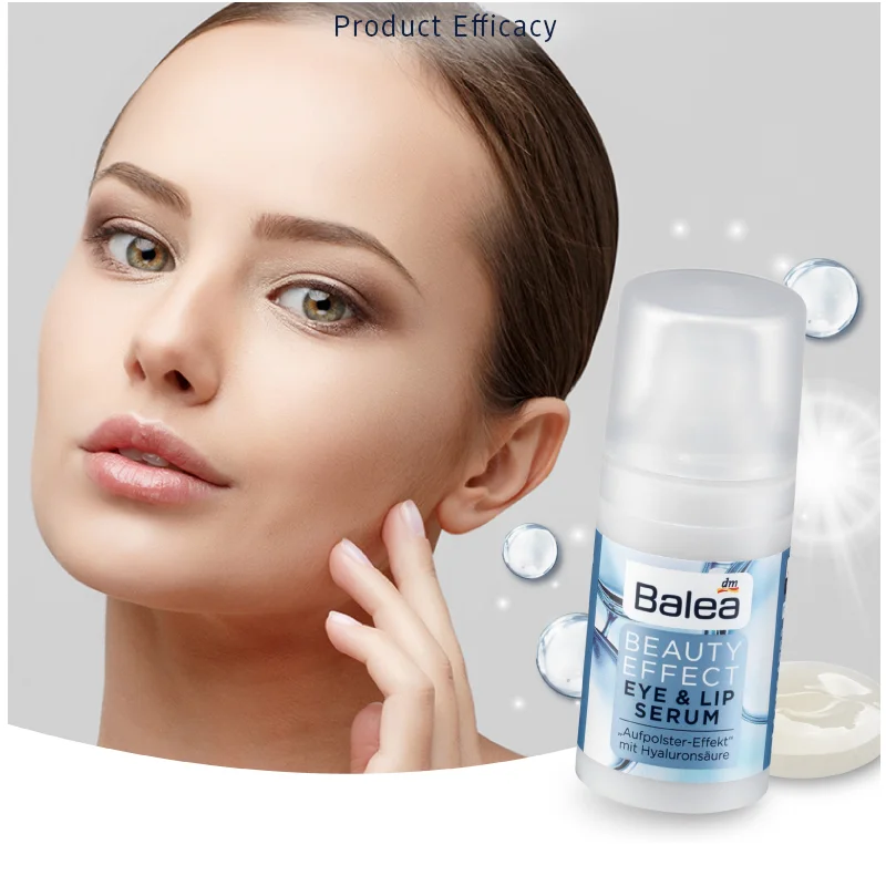 

Germany Balea Beauty Effect Hyaluronic Acid Collagen Eyes Lips Serum for Tighten Soothe Skin Elasticity Dark Circle Anti Wrinkle