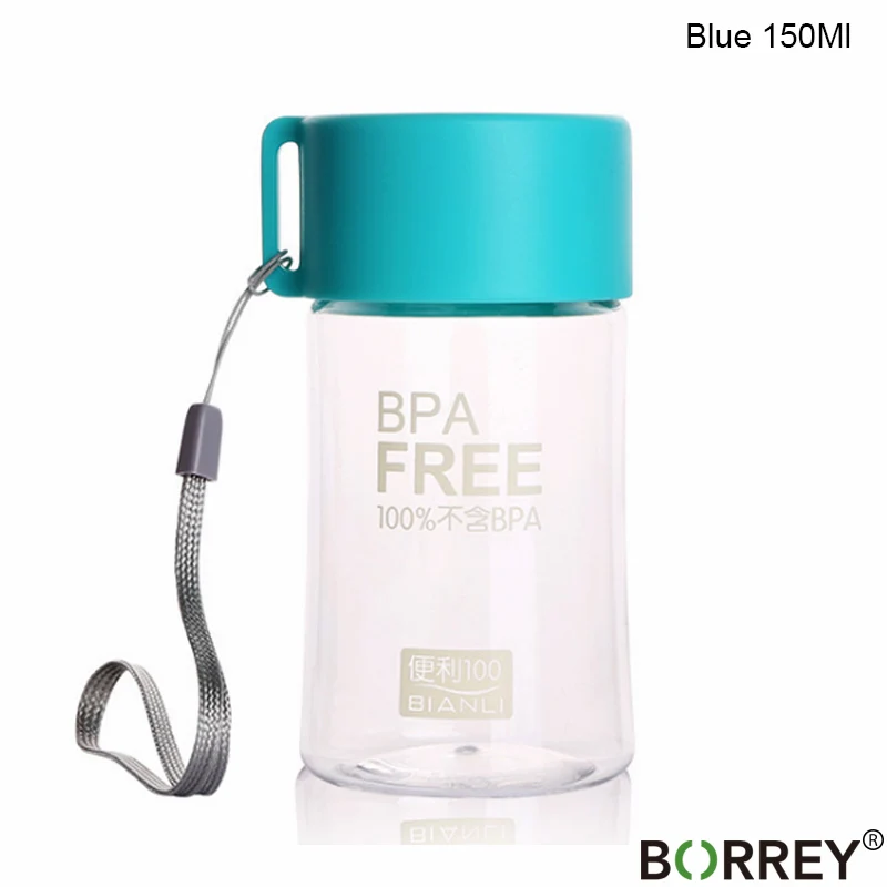 Blue BORREY 150 мл пластиковая бутылка для воды, Мини Милая бутылка для воды для детей, портативная герметичная маленькая бутылка для воды, Bpa бесплатно - Цвет: Blue