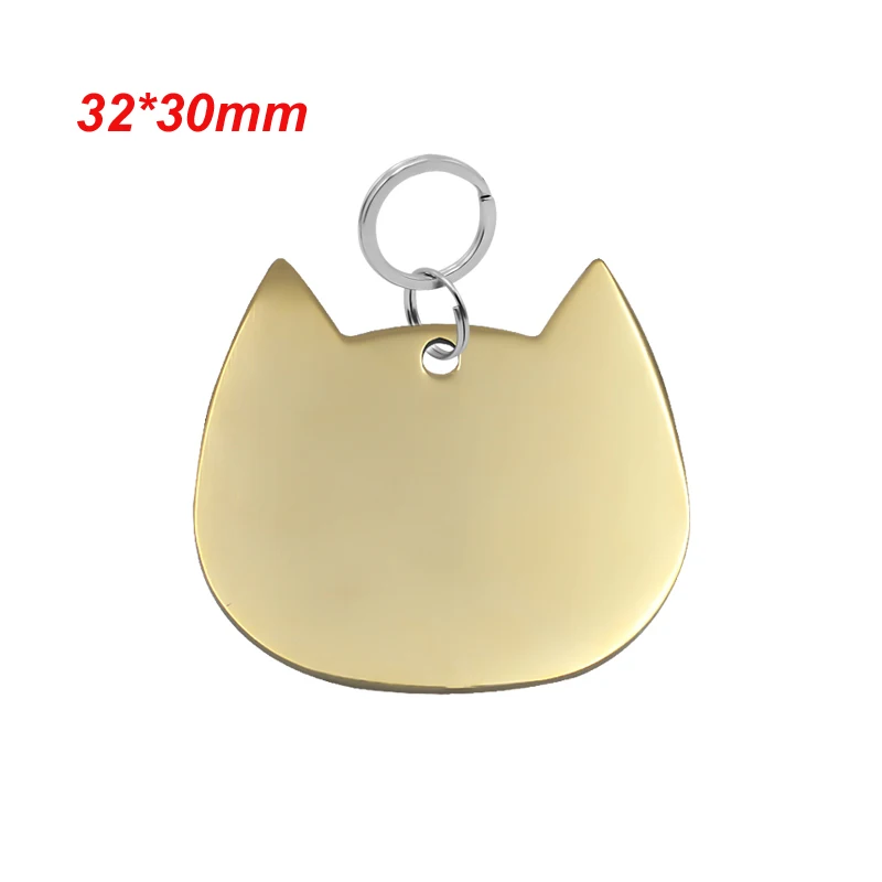 Gold Cat S Бирки для домашних животных, персонализированные бирки для собак с гравировкой, ошейник для собак, подвеска, имя телефона, индивидуальная бирка для собак, кошек - Цвет: Gold Cat S