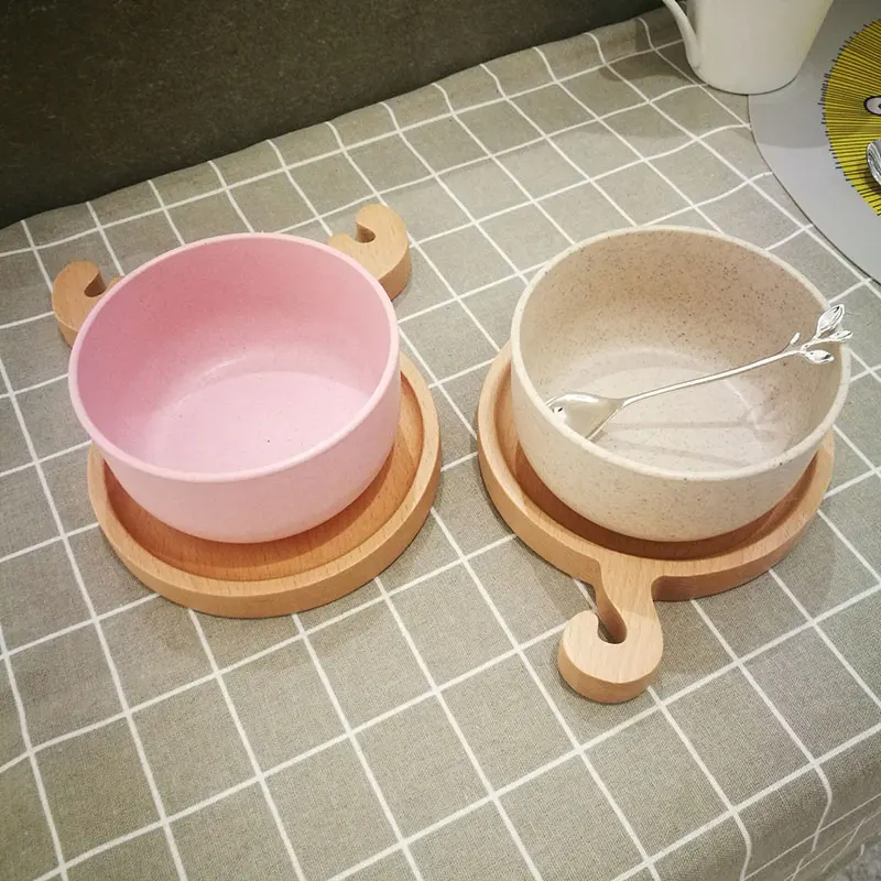 1Pc Quality Beech Rabbit Face Wood Dinner Plate Cute Animal Pattern Food Fruits Dish Wooden Service Kid's Dining Tray | Дом и сад