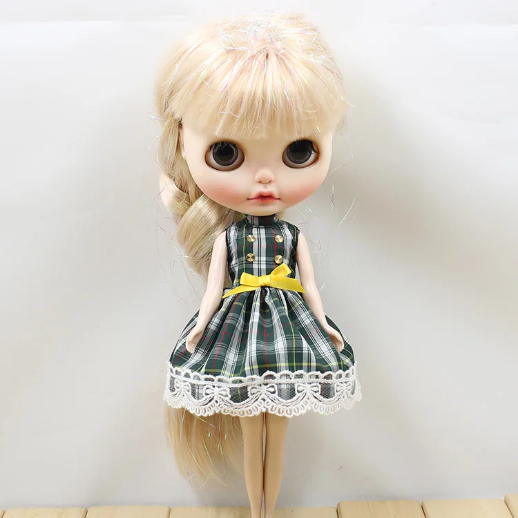 DBS Blyth icy 1/6 bjd 30 см Одежда для куклы зеленое клетчатое платье подходит кукла licca girl