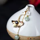 Уникальные 14 k покрытые листьями гинкго серьги красивые ракушки Цветы Элегантные Изысканные Этнические украшения