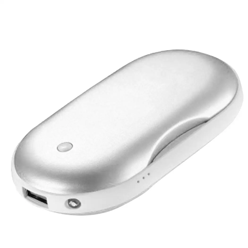 Silver Креативный 2 в 1 power Bank грелка для рук 5200 мАч портативная Мобильная мощность вибрационный массаж зимние теплые руки электрическое горячее устройство - Цвет: Silver