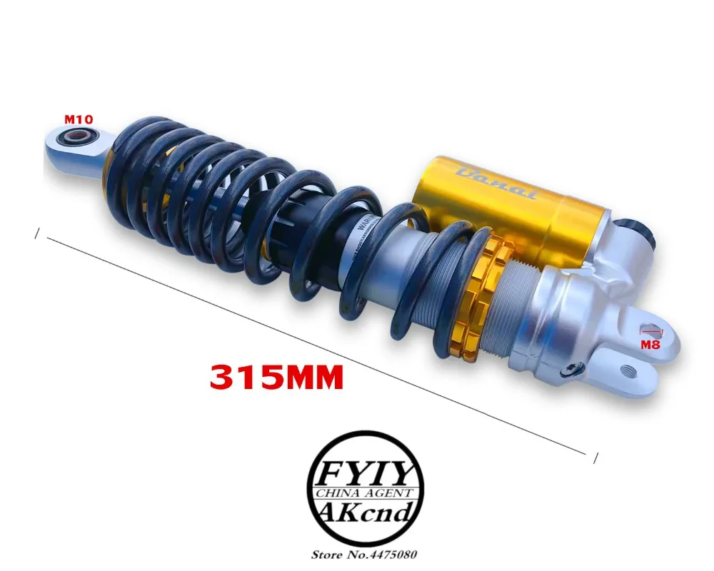 310-320 мм 12," мотоцикл АИС амортизатор Задний амортизатор для HONDA Yamaha мотор Скутер ATV Quad Gold& Black D15