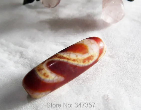 

Old Tibet Dzi Loose Beads Pendant 30x10mm Money Hook Pattern Red Color wholesale Tibetan beads Jewelry making beads