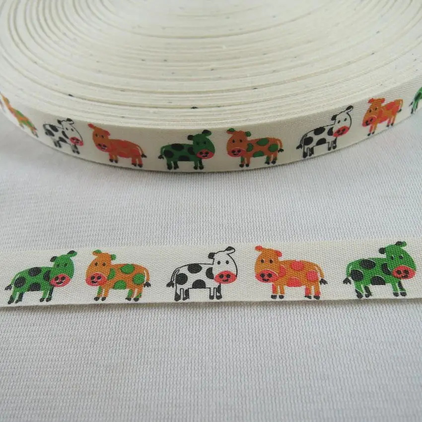 Лента из 5/8 хлопка с принтом коров 15 мм 100% дюйма|garment accessories|ribbon diyfabric ribbon |