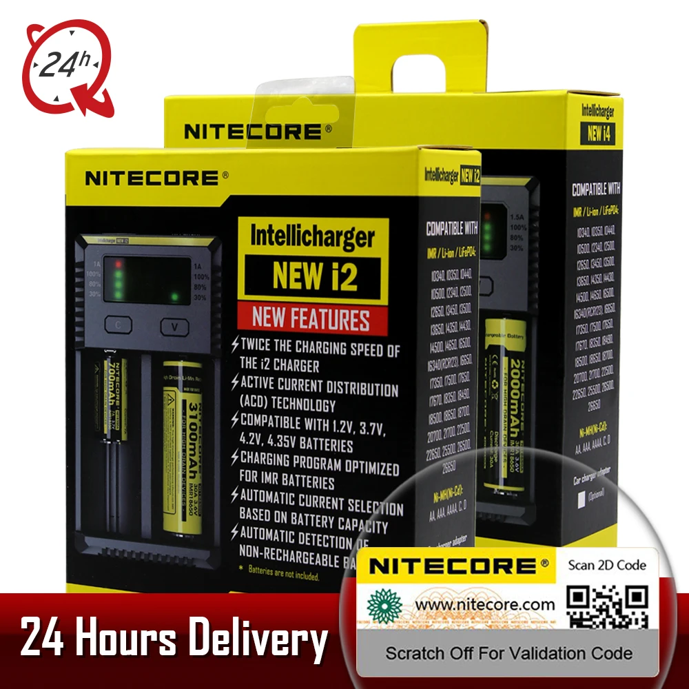 Бренд Nitecore I2 I4 Digi зарядное устройство lcd интеллектуальная схема Li-Ion для 26650 18650 18350 16340 14500 автомобильное зарядное устройство