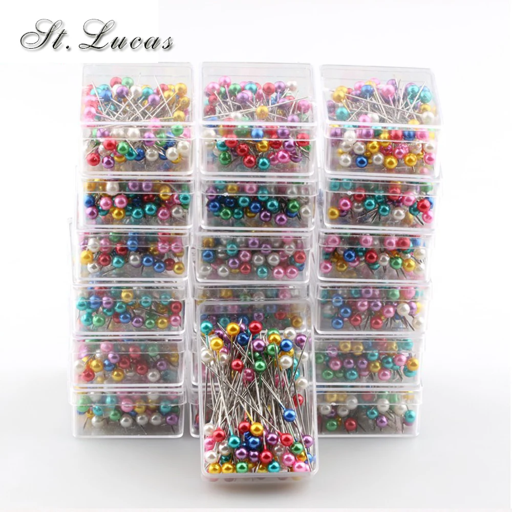 Оптовая продажа 100 яркие разноцветные вязаные жемчужные фиксирующие булавки