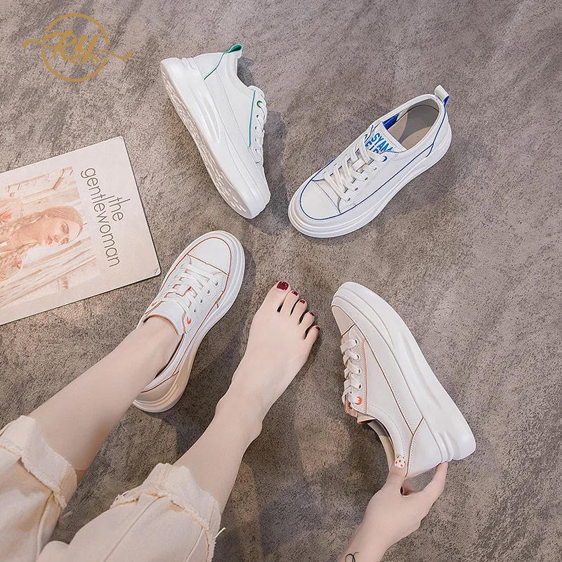 RY РЕЛА/модные белые кожаные туфли женские 2019 г. Новые дышащие Повседневные