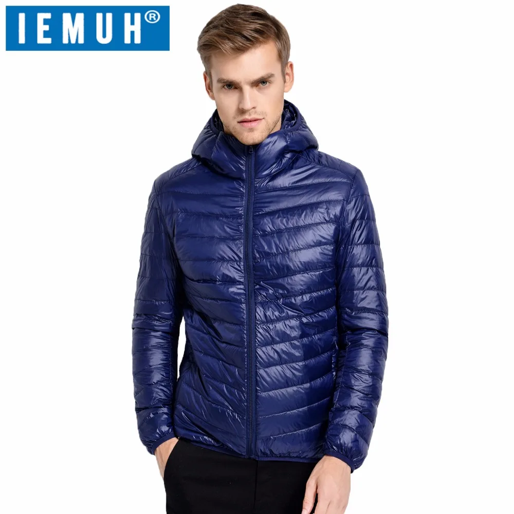 Iemuh Повседневное белая утка Подпушка куртка Для мужчин осень-зима теплое пальто