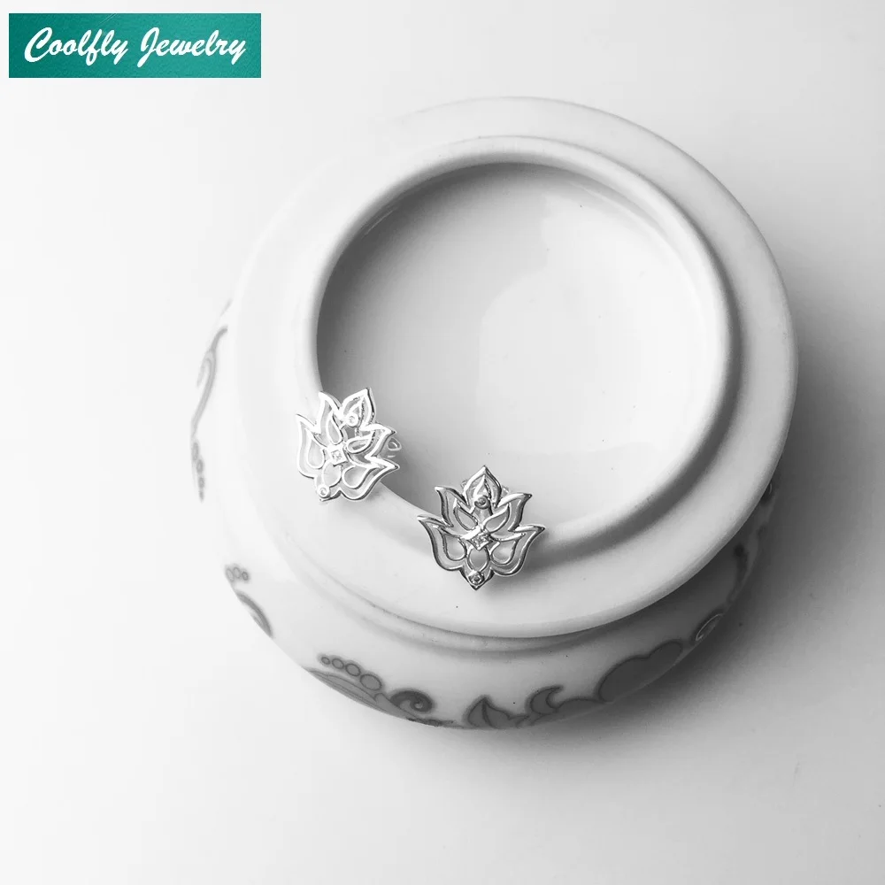 COOLFLY Мода роялти лотоса циркония орнамент серьги стержня для Для женщин