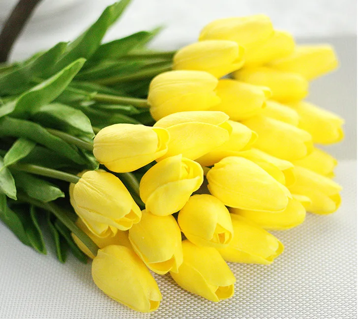 11PC Fake Red Tulips Silk Tulip Artificial Flowers Tulips For Home Decoration Lot Artificial Flowers For Wedding Tulip Bouquets