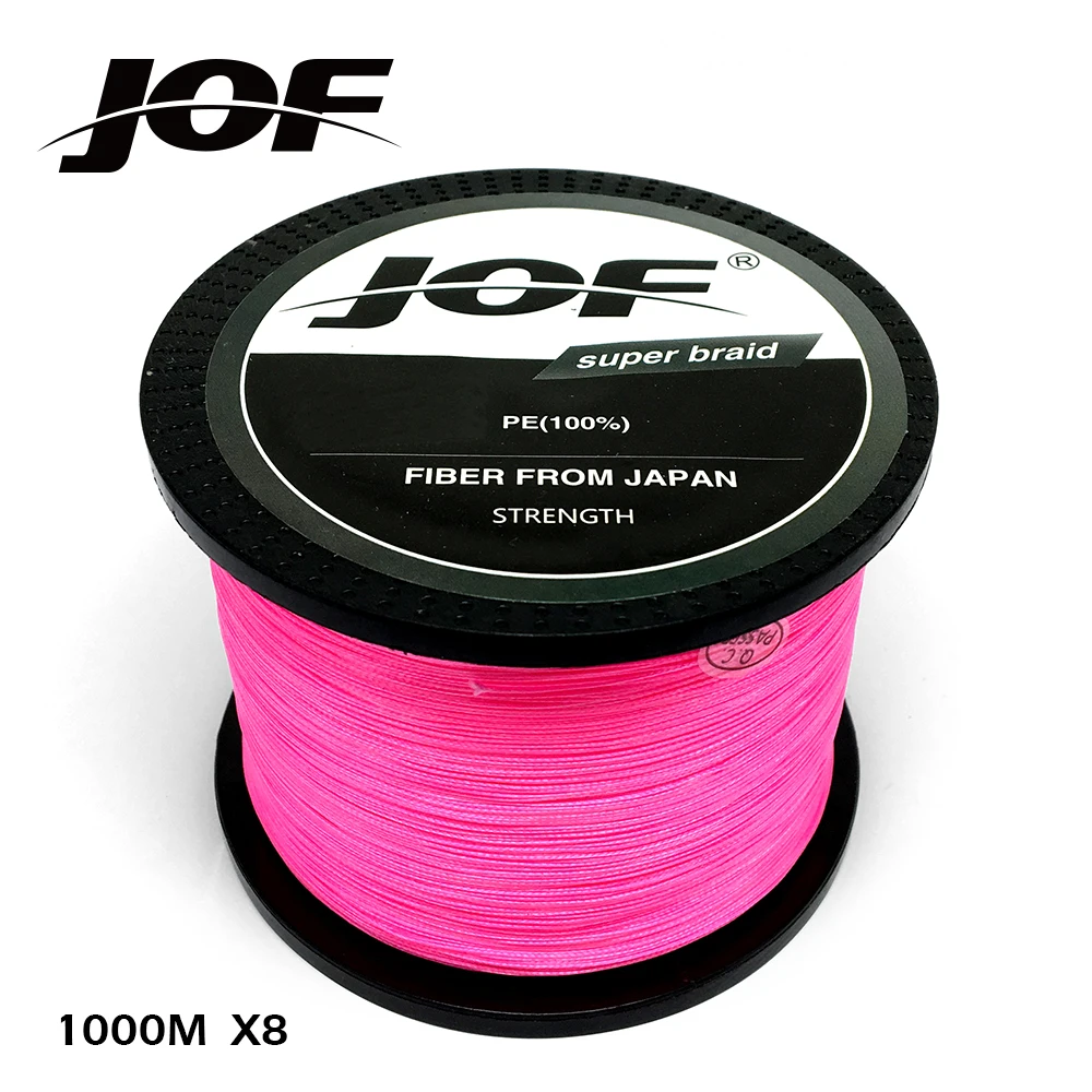 JOF плетеная леска 8 нитей розовая 100 м 150 300 500 1000 соленая вода рыболовная linha multifilamento