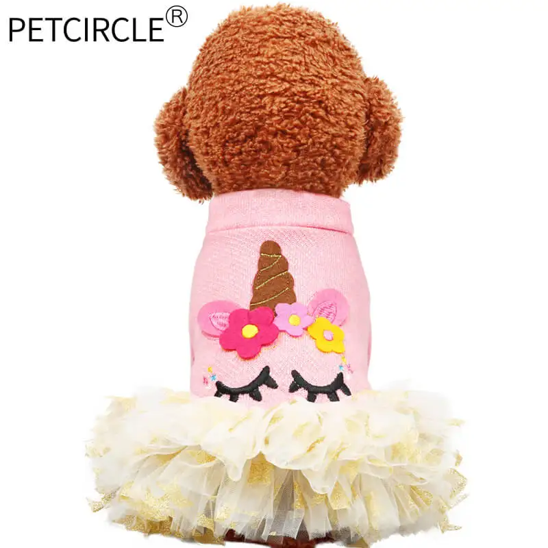 PETCIRCLE платье для собак Одежда для собак для маленьких собак свадебное платье с единорогом юбка одежда для щенка любимца одежда для чихуахуа юбка для йоркца - Цвет: pink