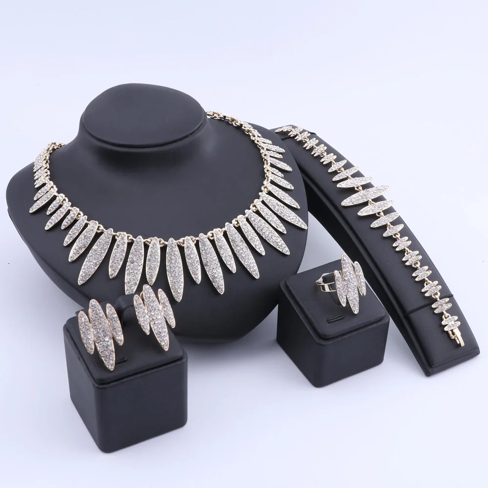 Свадебный набор ювелирных изделий для свадебной вечеринки цепочка серьги кольцо