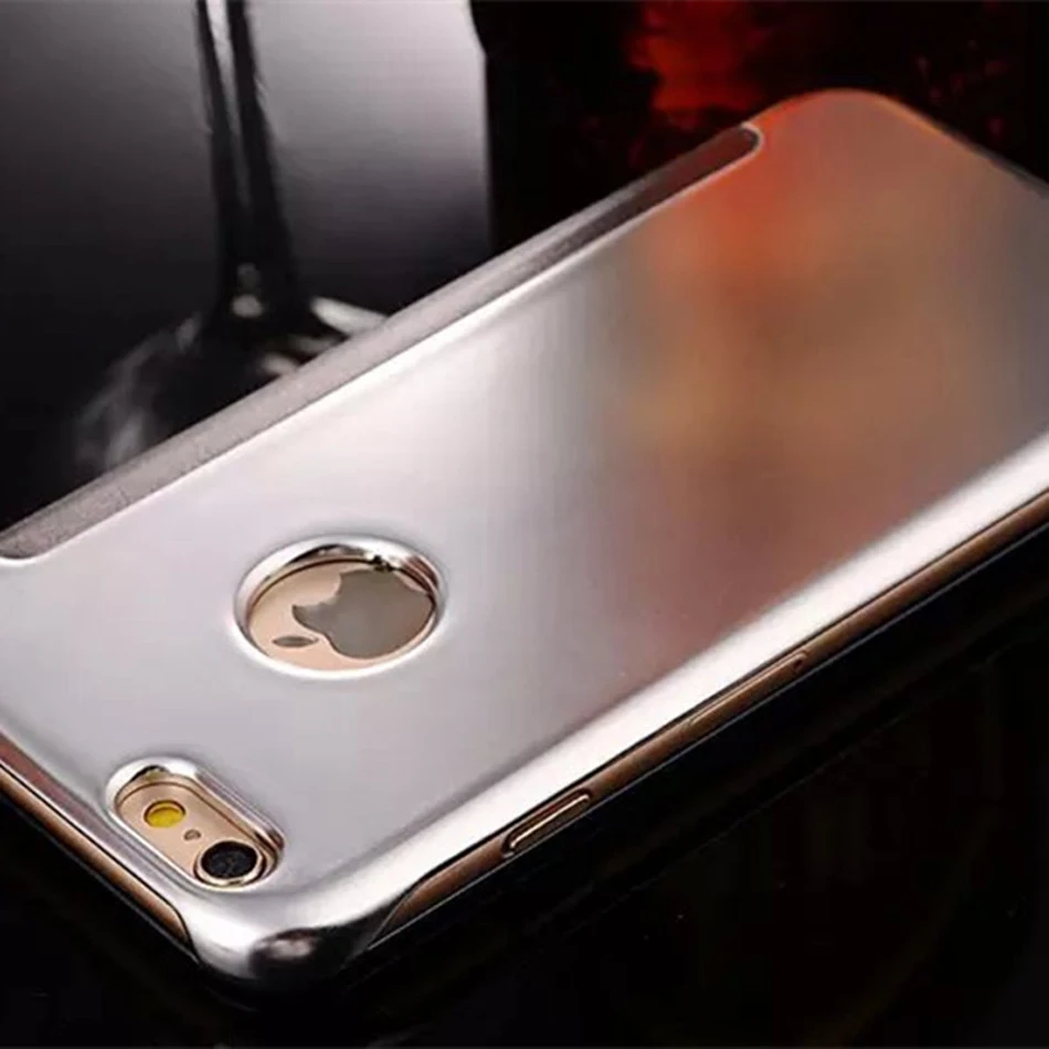 Window Clean View Mirror PU Leather PC Case For iPhone 6 6S 6plus Luxury Hard Flip Cover 5 5s SE Plus 7 8 | Мобильные телефоны и