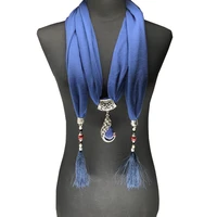 2017 nature stone pendant necklace scarf pendant necklace fringe tassel scarf jewelry with beads ethnic jewelry