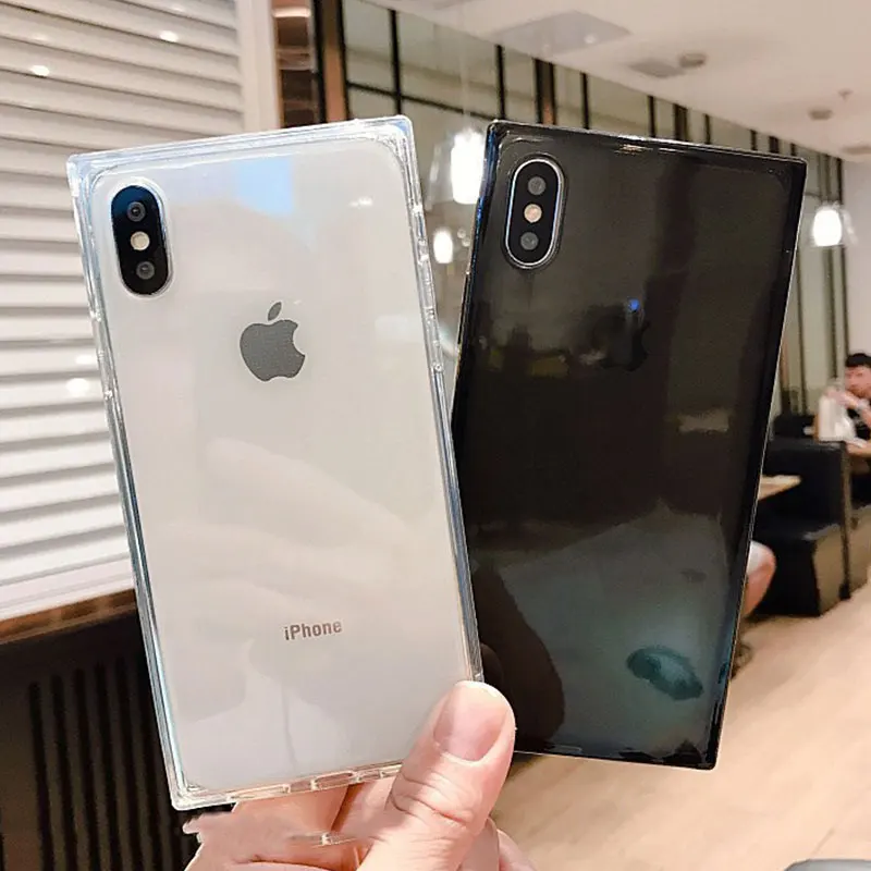Модный квадратный прозрачный мягкий чехол из ТПУ для телефона iPhone X XS Max XR 11 Pro 7 8 Plus
