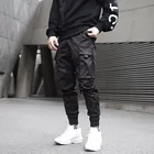 Мужские черные брюки-карго с карманами и множеством карманов, шаровары для бега, спортивные брюки в стиле Харадзюку, брюки в стиле хип-хоп, 2019