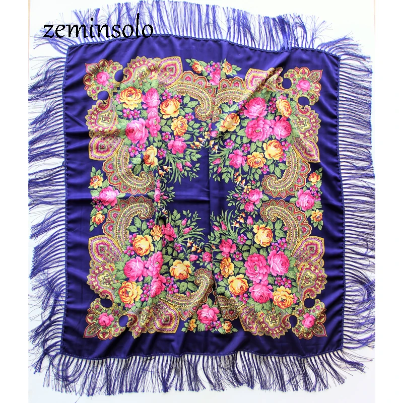 Женский квадратный шарф в русском стиле хиджаб большого размера хлопковый