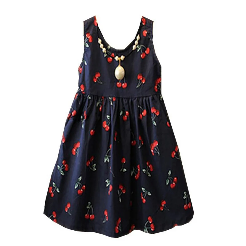 Платья для мамы и дочки Одинаковая одежда семьи жилет с вишней женские платья