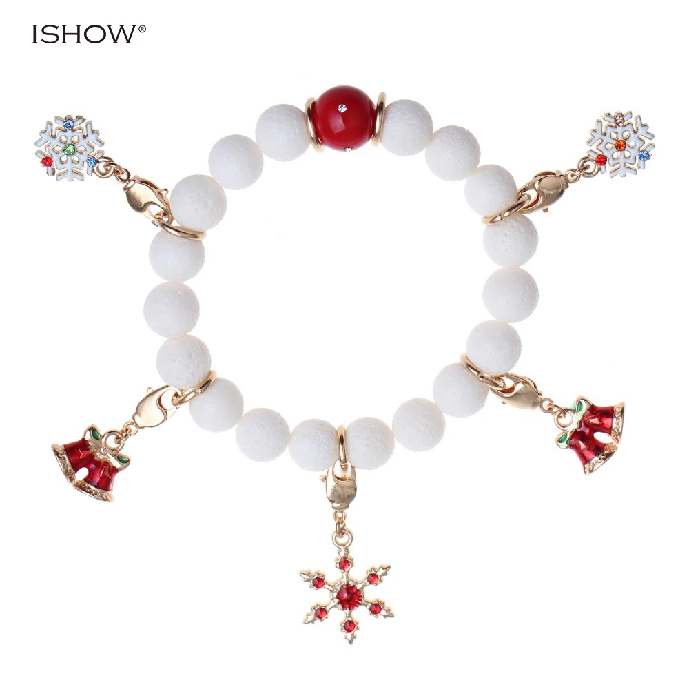 2016 New Bracelets womens Christmas gifts Natural stone Corallite Bead Jewelry Snowflake Handmade Charms Pulseiras Pulseras | Украшения и