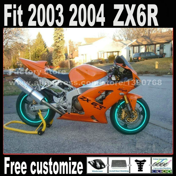 

Новый популярный комплект обтекателей для 2003 2004 Kawasaki ZX6R Ninja 636 полностью оранжевый ZX636 ZX-6R 03 04 комплект обтекателей ZV4