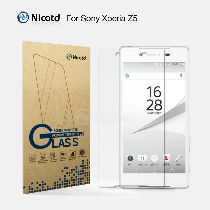 Защитное стекло Nicotd 9H 2.5D для Sony Xperia Z5 z5 Z 5 Dual E6603 E6633 E6653 E6683 S60|tempered glass screen protector|glass