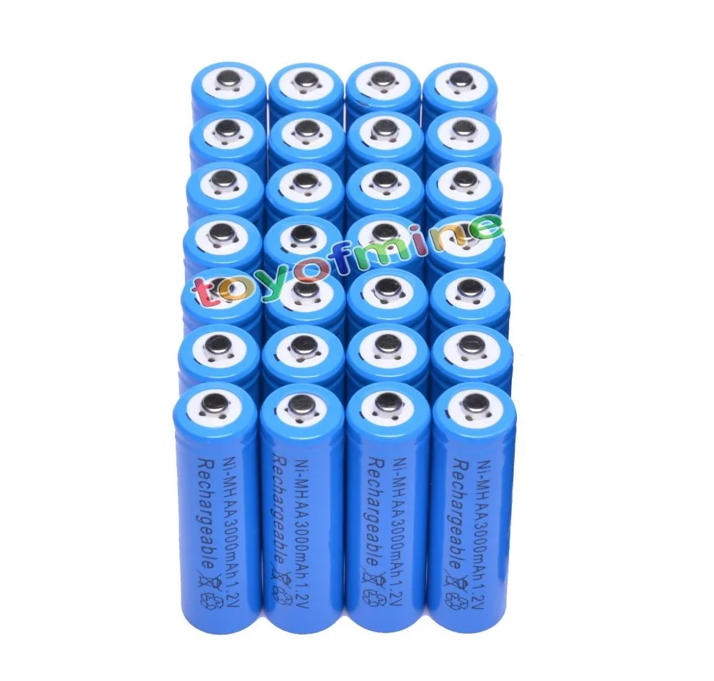 

28x AA 3000mAh 2A 1.2V Ni-MH Blue Rechargeable Battery Cell for MP3 RC Toys