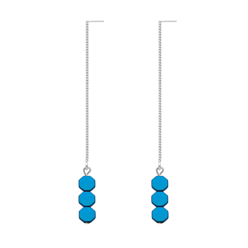 Blue Color SA SILVERAGE, 925 пробы, серебряный, зеленый/синий цвет, шестигранные серьги в форме капель для женщин, 925 серебряные серьги-капли, ювелирные серьги - Цвет камня: Blue Color