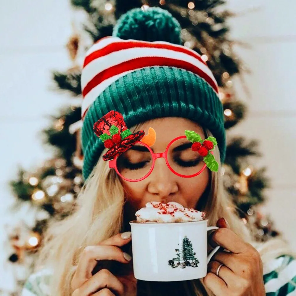 Рождественские украшения для дома Подарки рождественские подарки Natale Noel Рождество очки Рождественский Декор с утолщённой меховой опушкой, год