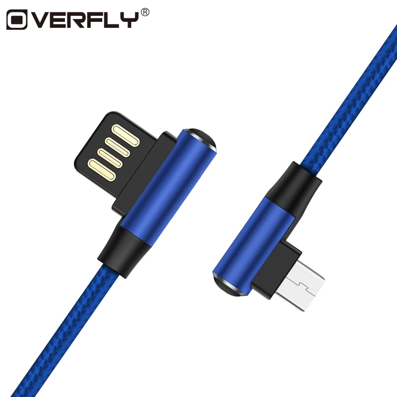 Overfly Micro USB кабель 1 м ультра прочный плетеный двойной локоть зарядное устройство