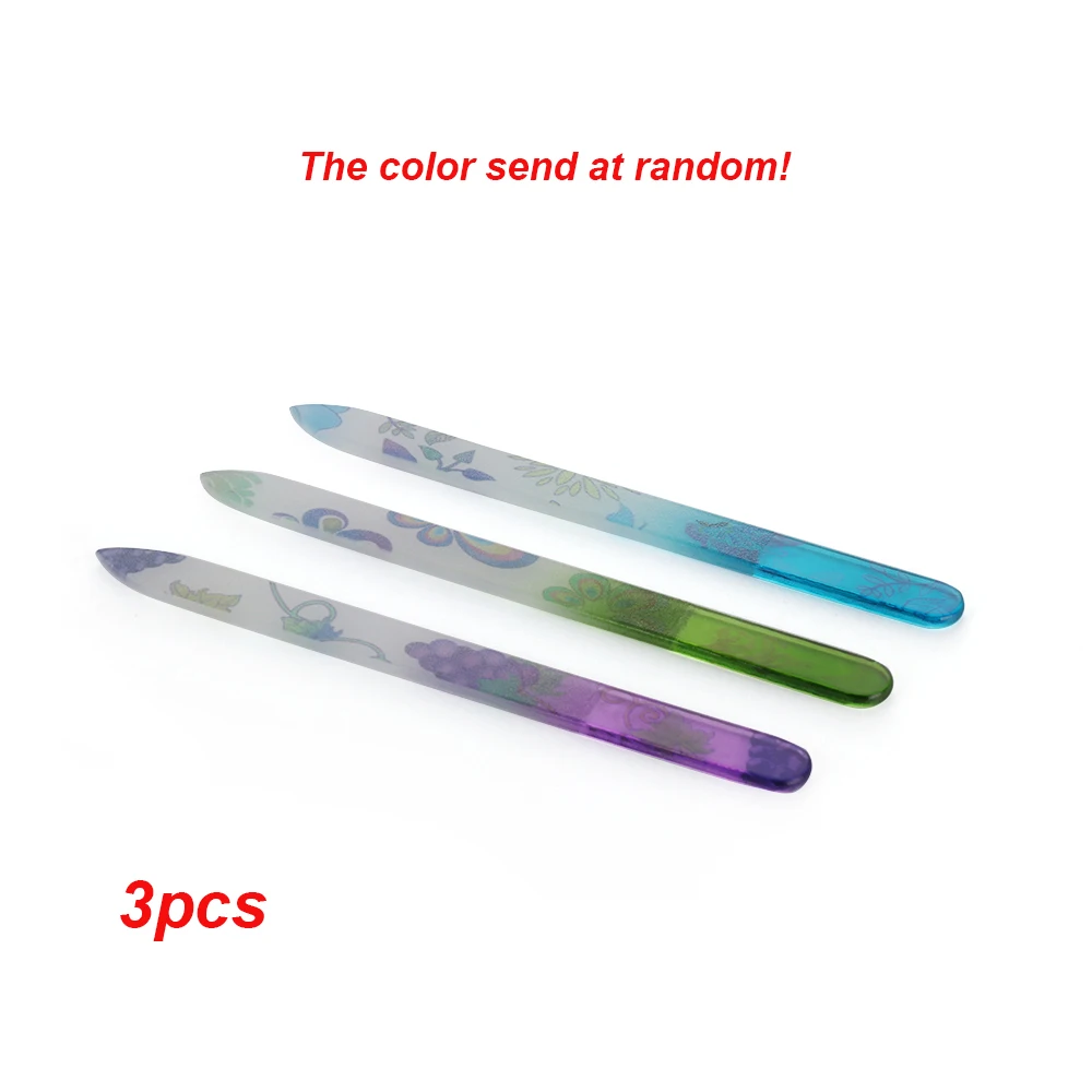 A3pcs 2/3/5 шт Профессиональный цветок стеклянные пилочки комплект Двусторонняя полировка и Шлифовка Файлы Маникюр Для женщин DIY Искусство Красота инструменты - Цвет: A3pcs