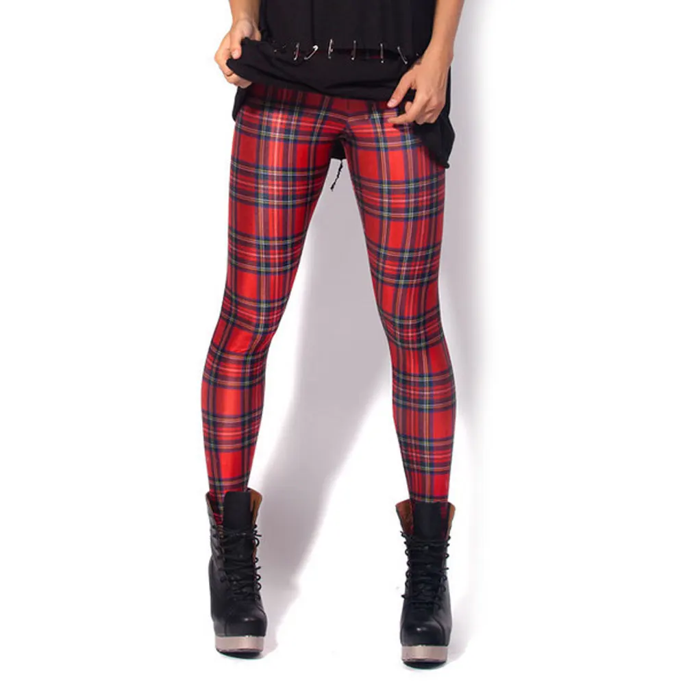 2016 Горячей Продажи Шотландском Стиле Красный Плед 3D Печатных Моды женщины