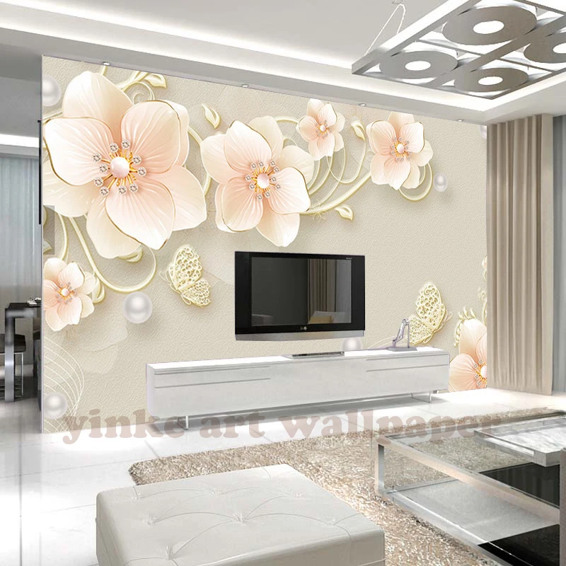 3D Wallpaper relief jewelry flower Photo Wall Mural Living Room Dining Backdrop Paper Modern Home Decor Frescoes | Обустройство дома